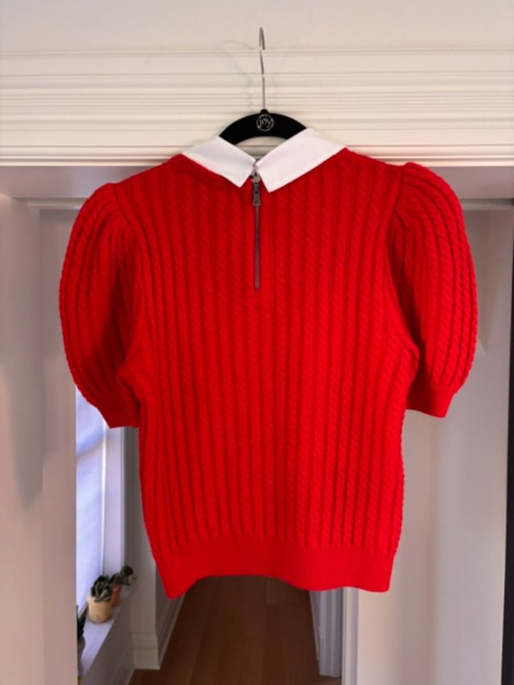 Alice + Olivia Chase Cable-Knit Puff-Sleeve Sweater - Size S - Picture 7 of 14